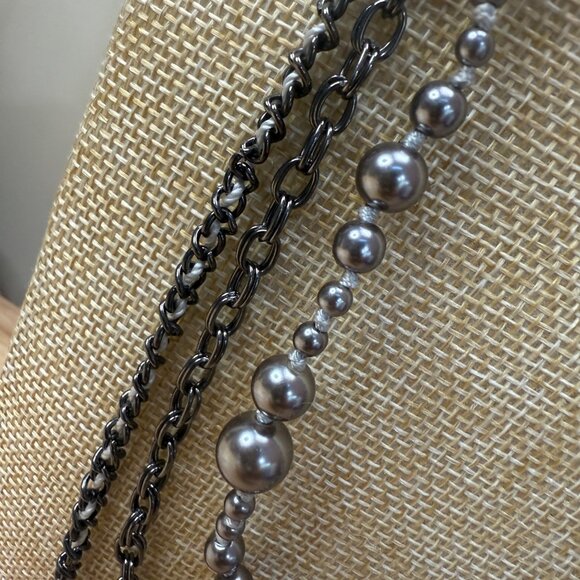 J.Crew Long Layered Statement Necklace With Silver-Tone Beads & Chains - Picture 9 of 15